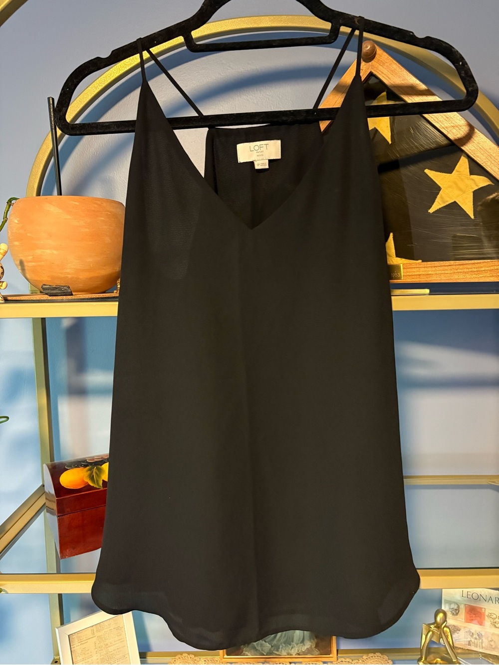 LOFT Black V-Neck Chiffon Cami Top